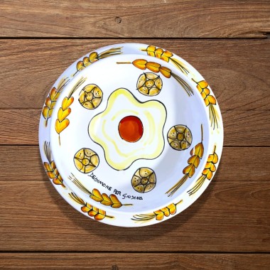 Sicilian handmade plate Plate De Simone for Giusina Bread in the Egg Sicilian handmade plate Plate De Simone for Giusina Bread in the Egg